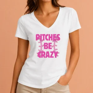Premium Softball Apparel Pitches Be Crazy V-Neck Shirt