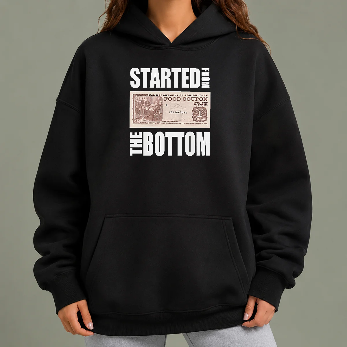 Premium Started From The Bottom Food Coupon Parody Bold Statement Text Hoodie