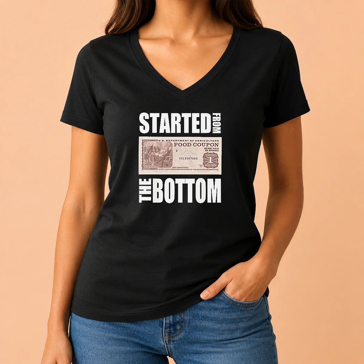 Premium Started From The Bottom Food V-Neck Shirt Premium Started From The Bottom Food V-Neck Shirt