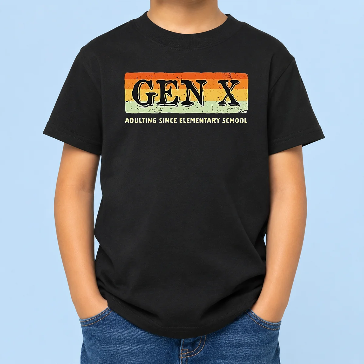 Premium Top Gen X Adulting Since Elementary School Kids T-Shirt
