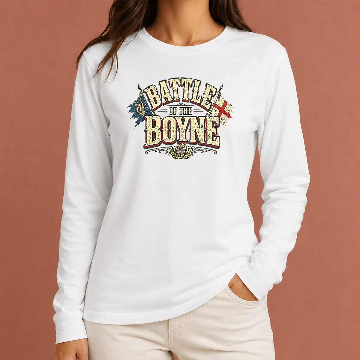 Pretty Battle Of The Boyne Pride Retro Distressed Long Sleeve Shirt