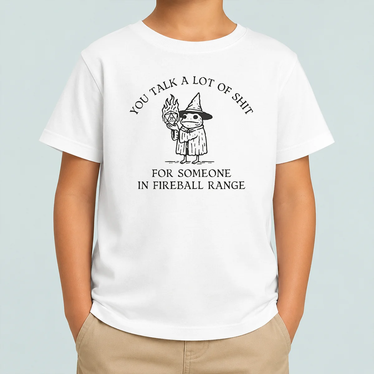 Pretty Dungeon Frog Wizard You Talk A Lot Of Shit For Someone In Fireball Range Kids T-Shirt