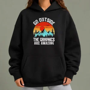 Pretty Go Outside The Graphics Are Amazing Retro Mountain Sunset Hoodie