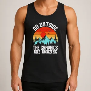 Pretty Go Outside The Graphics Are Amazing Retro Mountain Sunset Tank Top