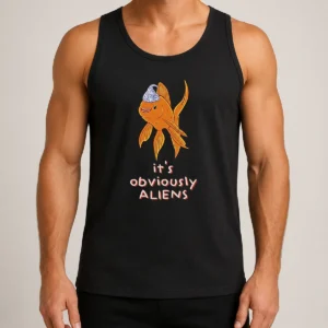 Pretty Goldfish Wearing Tin Foil Hat It Is Obviously Aliens Tank Top