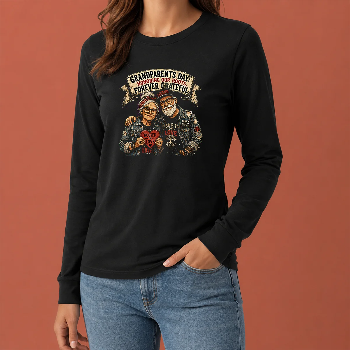 Pretty Grandparents Day Gratitude Streetwear Long Sleeve Shirt