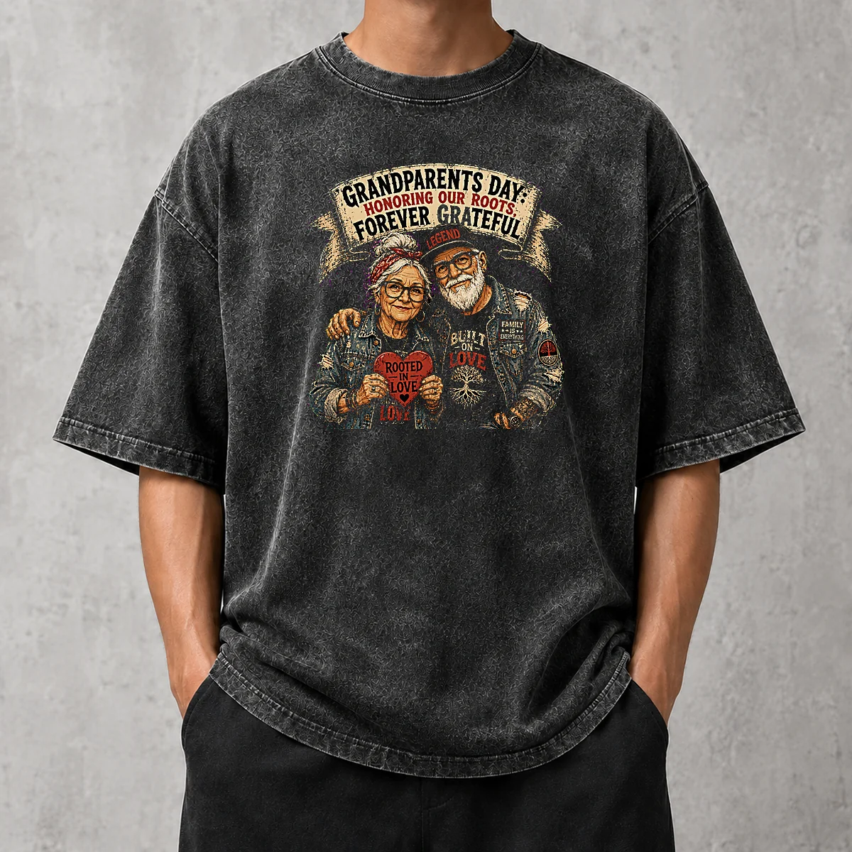 Pretty Grandparents Day Gratitude Streetwear Washed T-Shirt
