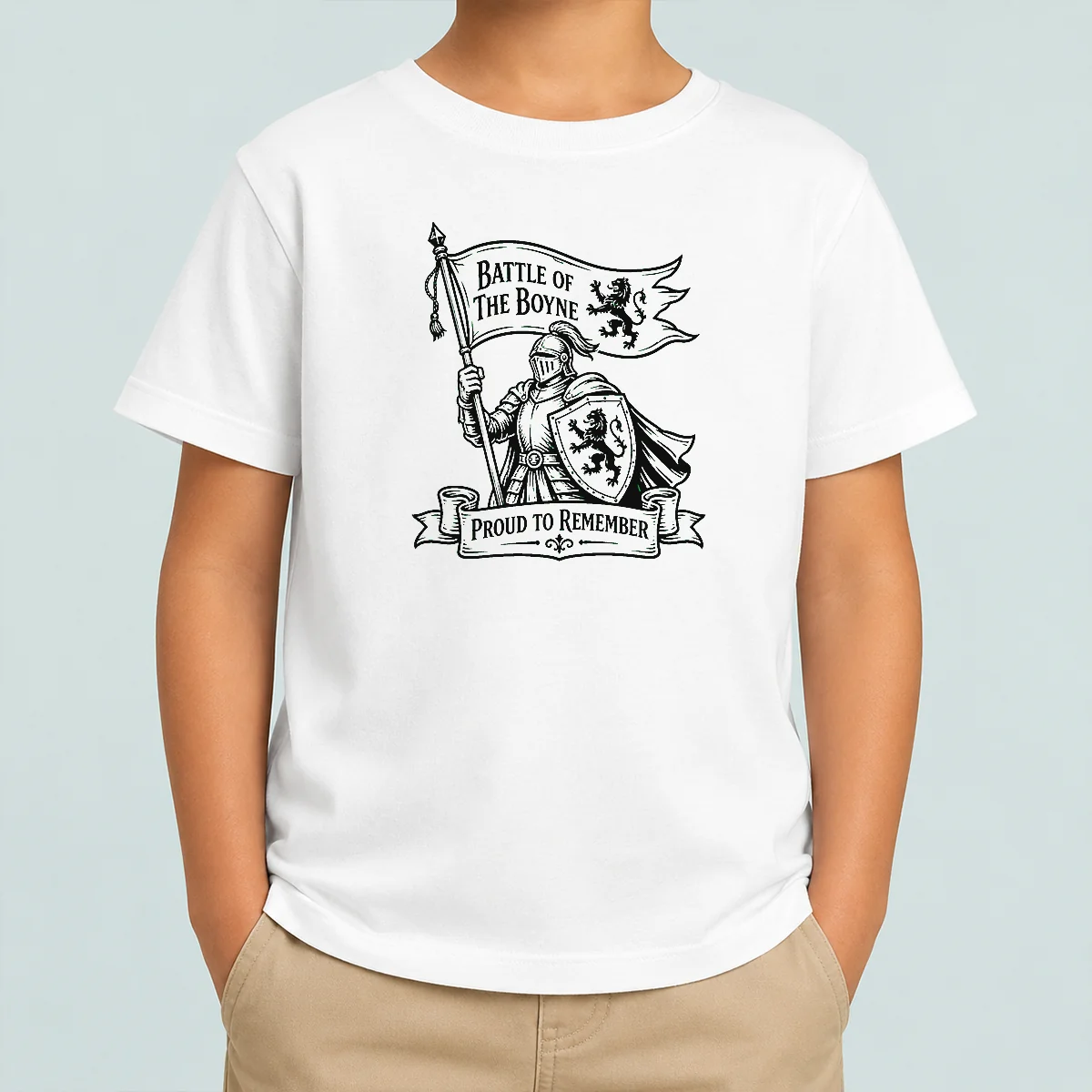 Pretty Happy Battle Of The Boyne Pride Line Art Kids T-Shirt