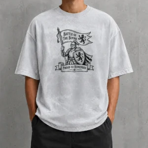 Pretty Happy Battle Of The Boyne Pride Line Art Washed T Shirt in soft cotton fabric with vibrant line art print