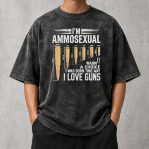 Pretty I'M Ammosexual I Love Guns Bullet Caliber Chart Washed T-Shirt