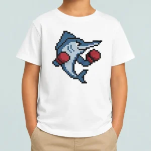 Pretty Miami Marlins Mascot Wearing Gloves El Caballo Pixel Style Kids T-Shirt