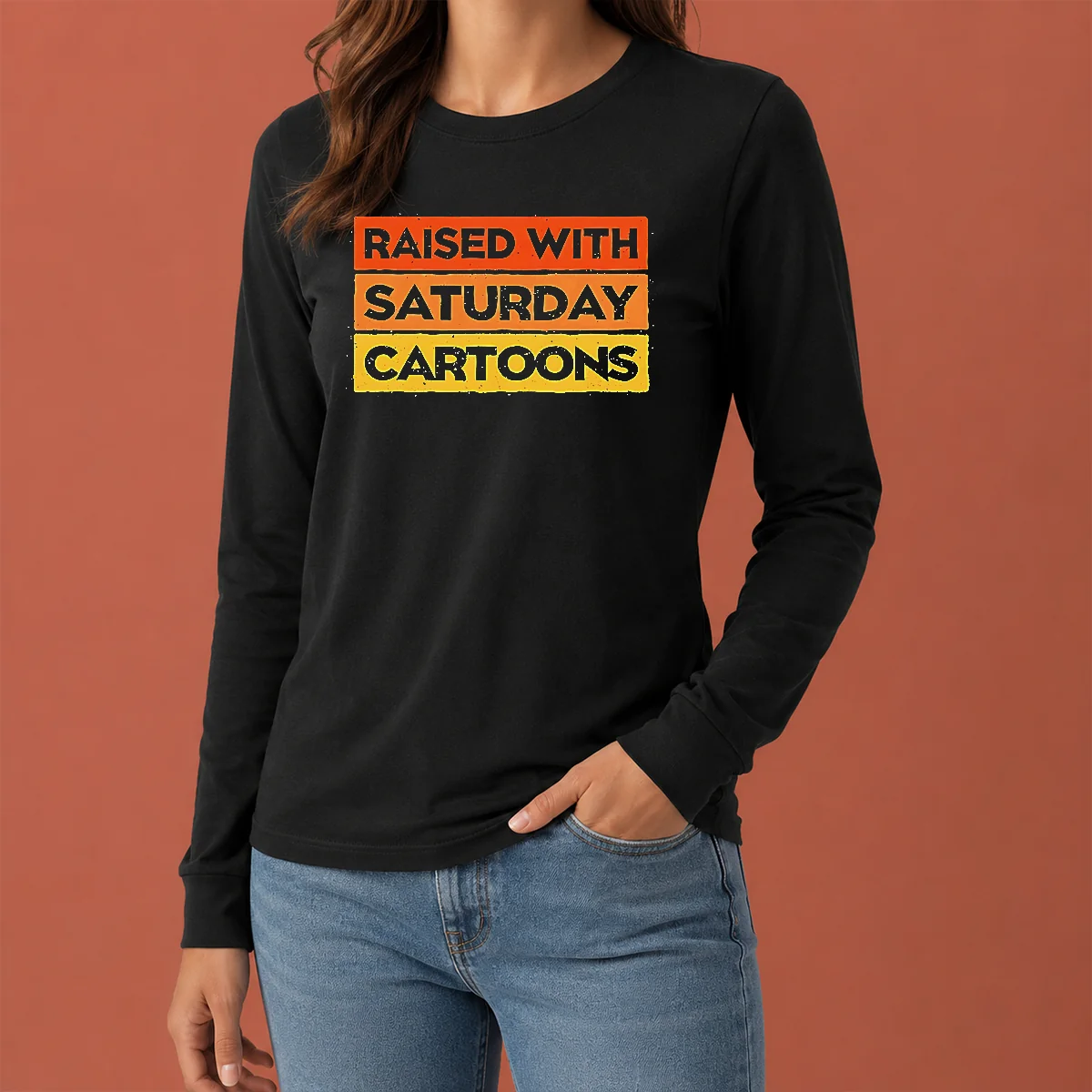 Pretty Raised With Saturday Cartoons Retro 90s Long Sleeve Shirt