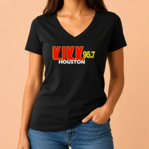 Pretty Top Kikk 95 7 Houston V Neck Shirt in soft fabric with short sleeves and relaxed fit