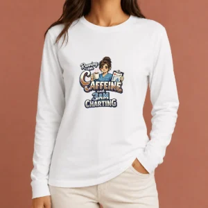 Tired Nurse Running on Caffeine Typography Long Sleeve Shirt