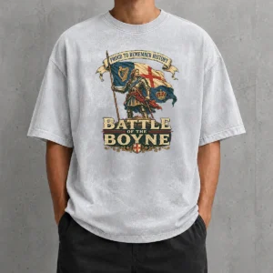 Top Battle Of The Boyne Pride Vintage Washed T Shirt in faded colors with classic crew neck and short sleeves