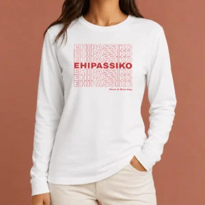 Top Ehipassiko Have A Nice Day Buddhism Pali long sleeve shirt in white with printed text and design