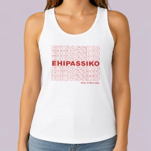 Top Ehipassiko Have A Nice Day Buddhism Pali tank top in black with bold white text and Buddhist design