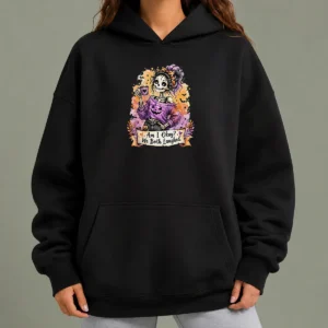 Top Halloween Skeleton Girl Coffee Quote Watercolor Hoodie