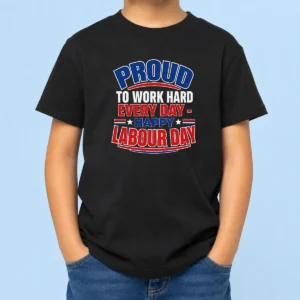 Top Labour Day Proud Worker Vector For American Blue Colla Kids T-Shirt
