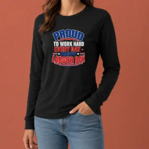 Top Labour Day Proud Worker Vector For American Blue Colla Long Sleeve Shirt