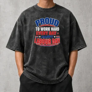 Top Labour Day Proud Worker Vector For American Blue Colla Washed T-Shirt