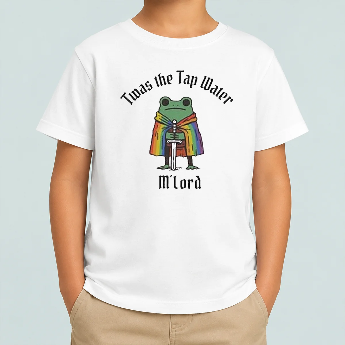 Top Twas The Tap Water Frog LGBTQ Pride Kids T-Shirt