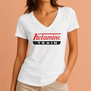 Funny Hot Ketamine Train Parody Logo V-Neck Shirt