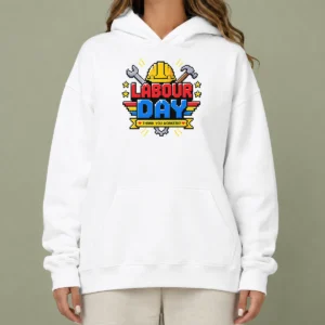 Funny Nice Labour Day Pixel Art Thank You Workers Hard Hat Hoodie