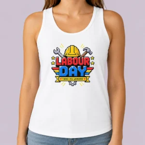 Funny Nice Labour Day Pixel Art Thank You Workers Hard Hat Tank Top