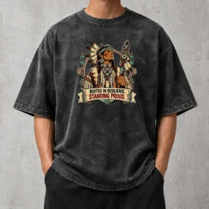 Funny Official Indigenous Peoples Day Pride Warrior Vector Washed T-Shirt