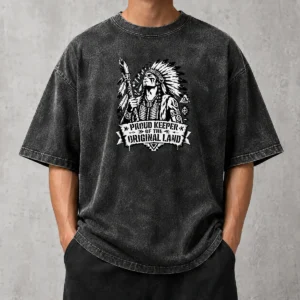 Good Awesome Indigenous Peoples Day Proud Keeper Stencil Washed T-Shirt