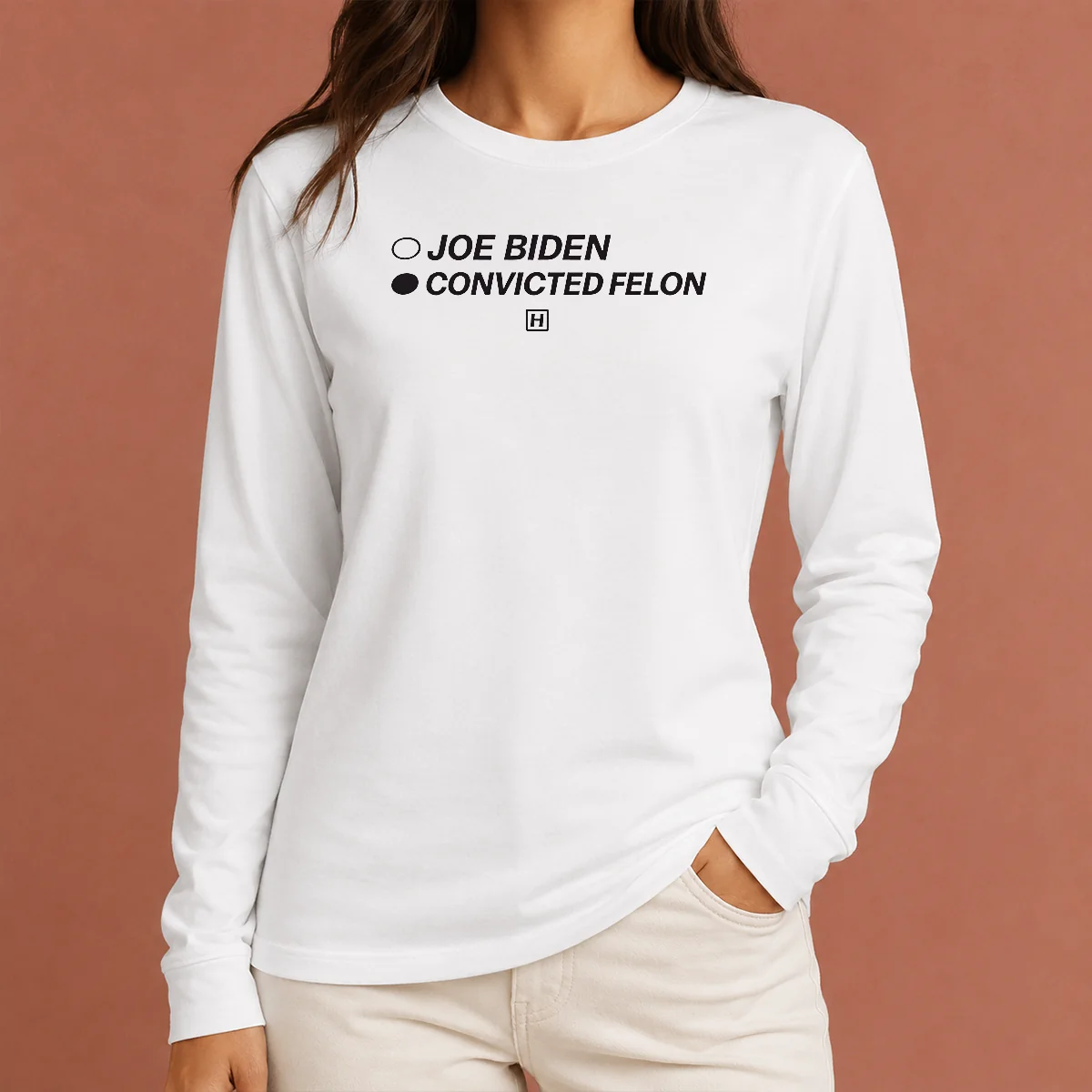 Good Pretty Joe Biden Convicted Felon Political Election Long Sleeve Shirt