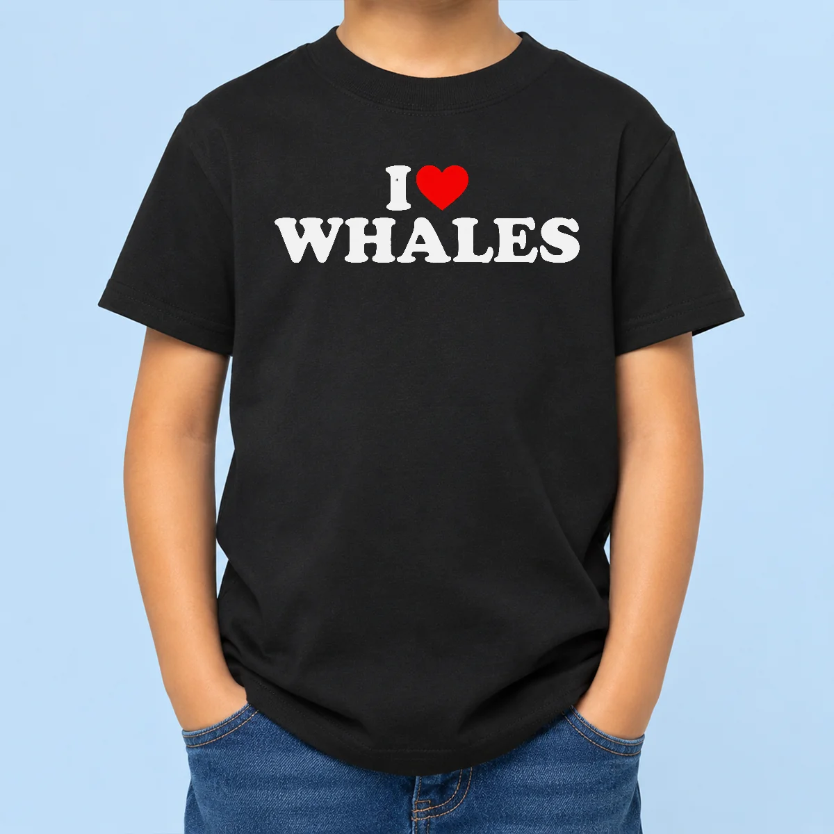 Happy Nice Funny I Love Whales Kids T-Shirt