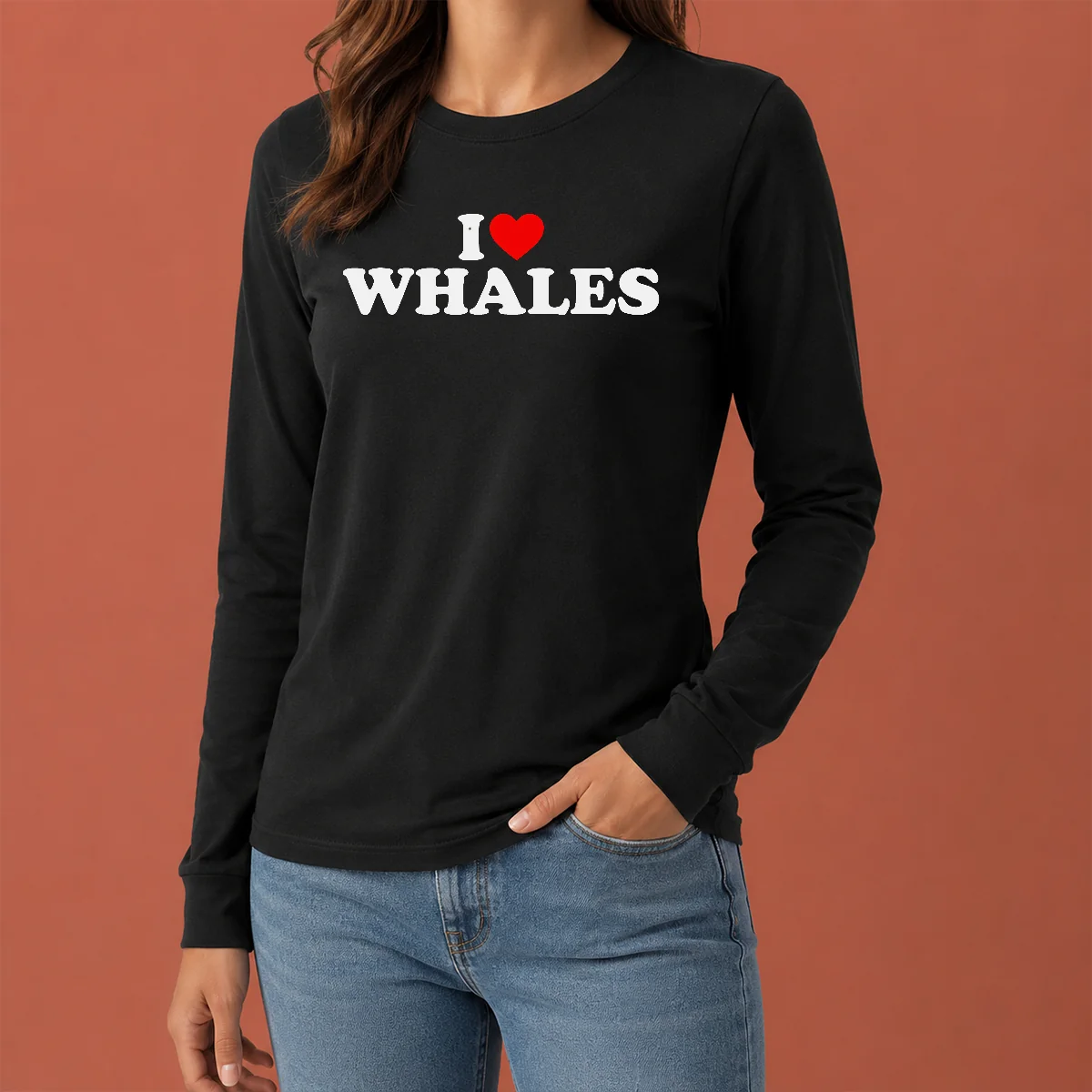 Happy Nice Funny I Love Whales Long Sleeve Shirt