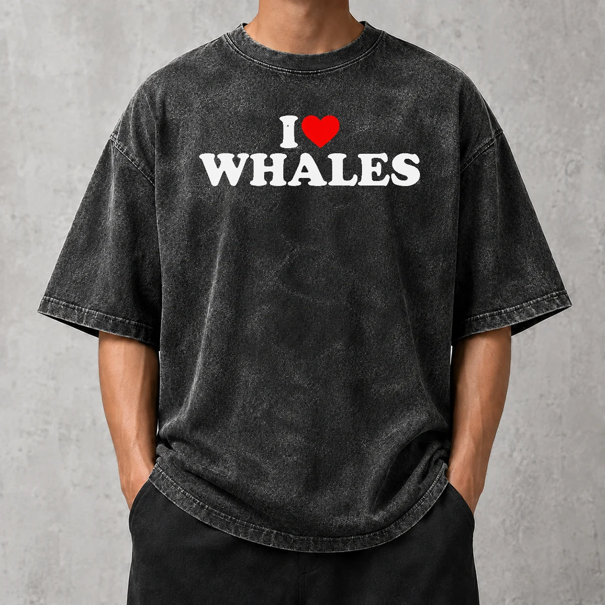 Happy Nice Funny I Love Whales Washed T-Shirt