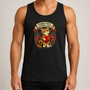 Hot Awesome Spanish Soccer Cat Champion Tattoo Tank Top