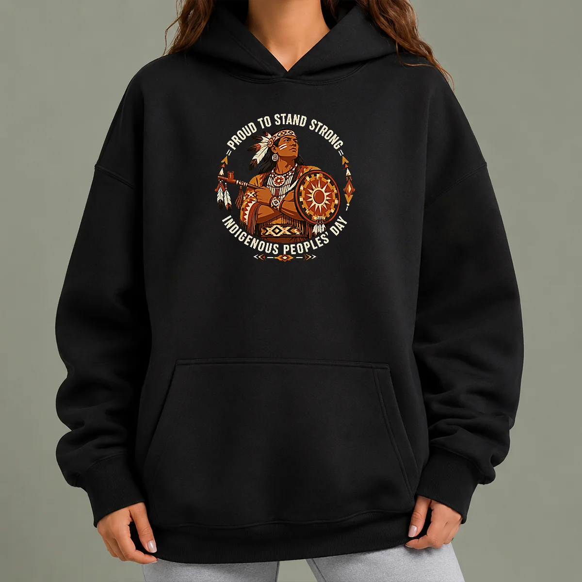 Hot Funny Indigenous Peoples Day Pride Warrior Vector (2) Hoodie