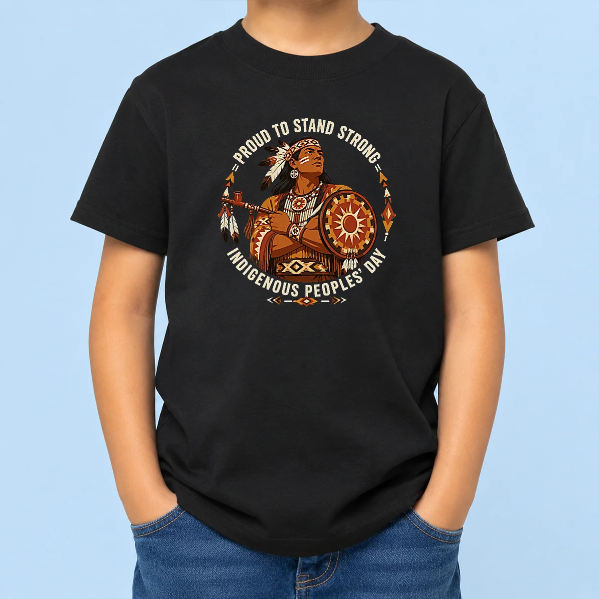 Hot Funny Indigenous Peoples Day Pride Warrior Vector (2) Kids T-Shirt