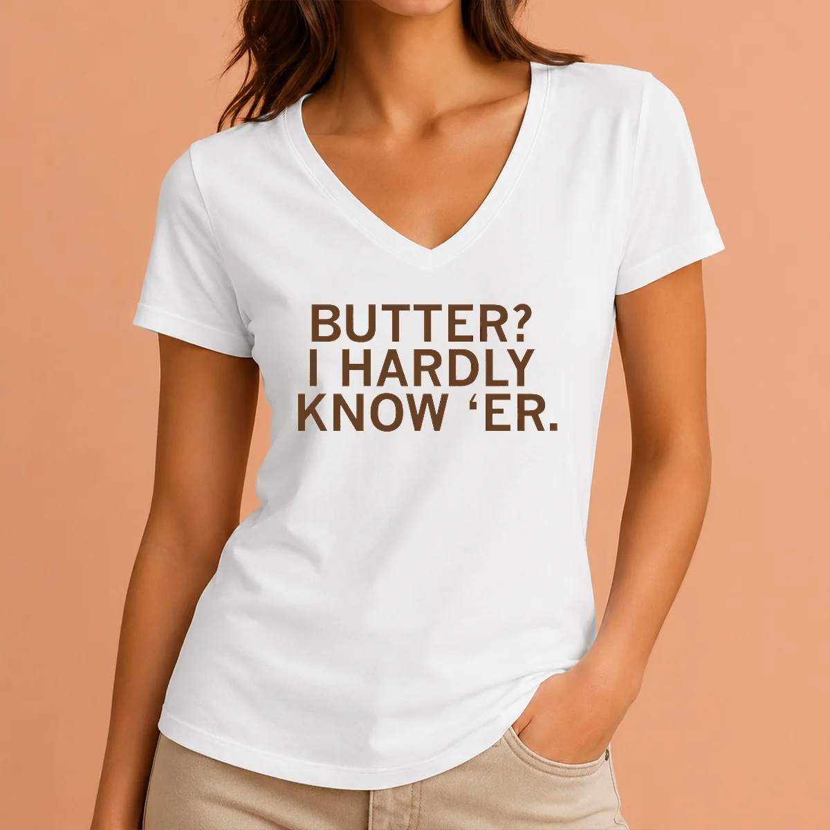 Hot Pretty Butter I Hardly Know V-Neck Shirt Hot Pretty Butter I Hardly Know V-Neck Shirt