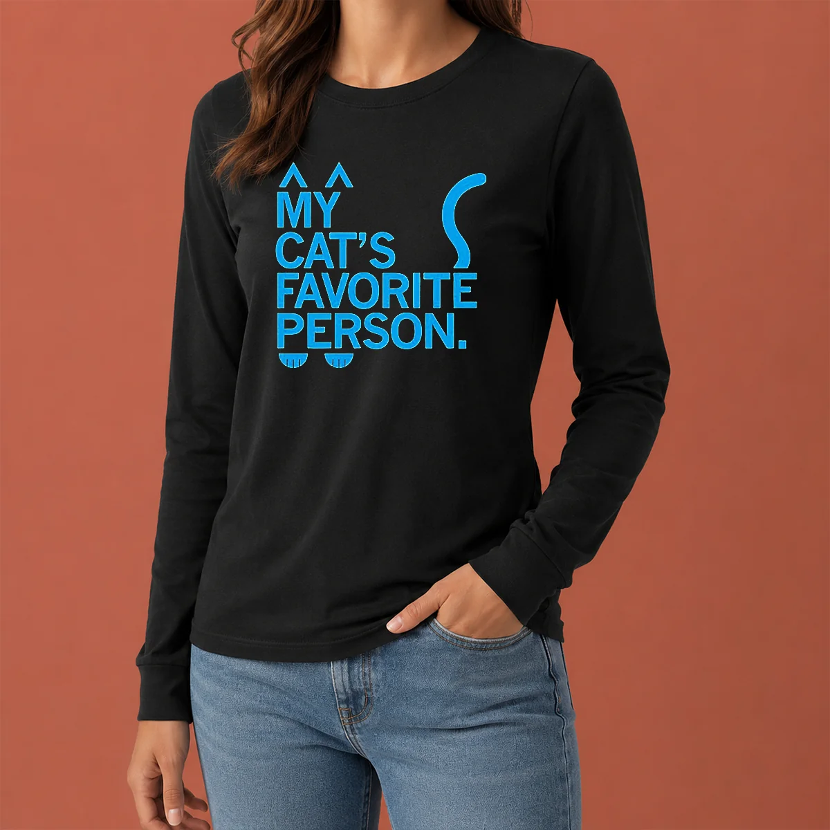 Hot Top My Cat'S Favorite Person Cat Lover Pet Owner Long Sleeve Shirt