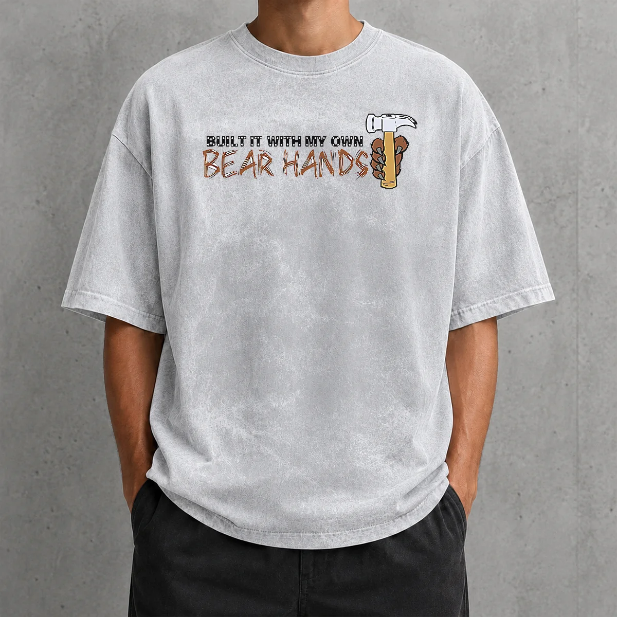 Nice Awesome Built It With My Own Bear Hands Handyman Washed T-Shirt
