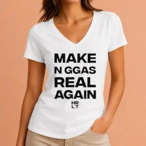 Nice Funny Make N Ggas Real Again HRLT Text V-Neck Shirt