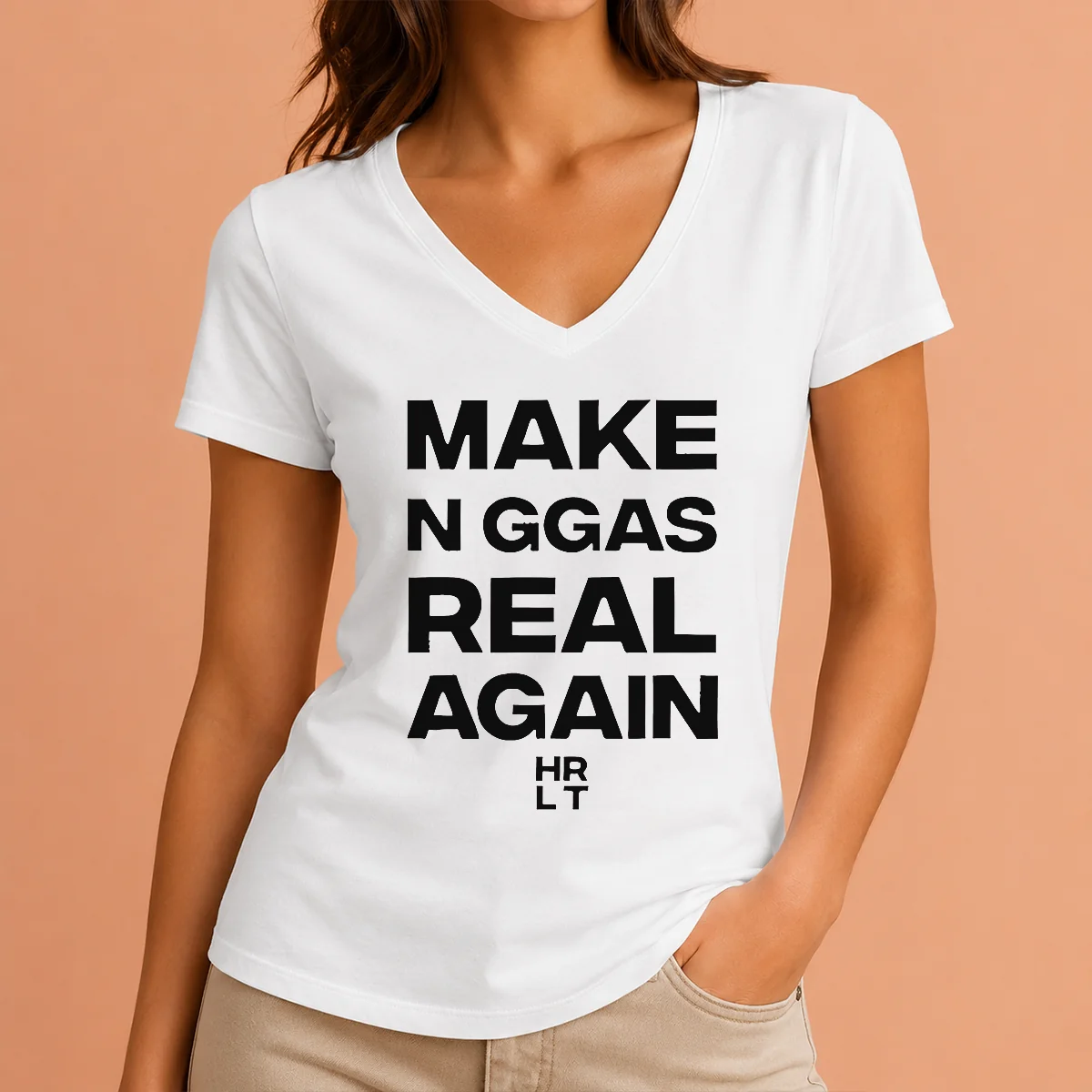 Nice Funny Make N Ggas Real V-Neck Shirt Nice Funny Make N Ggas Real V-Neck Shirt