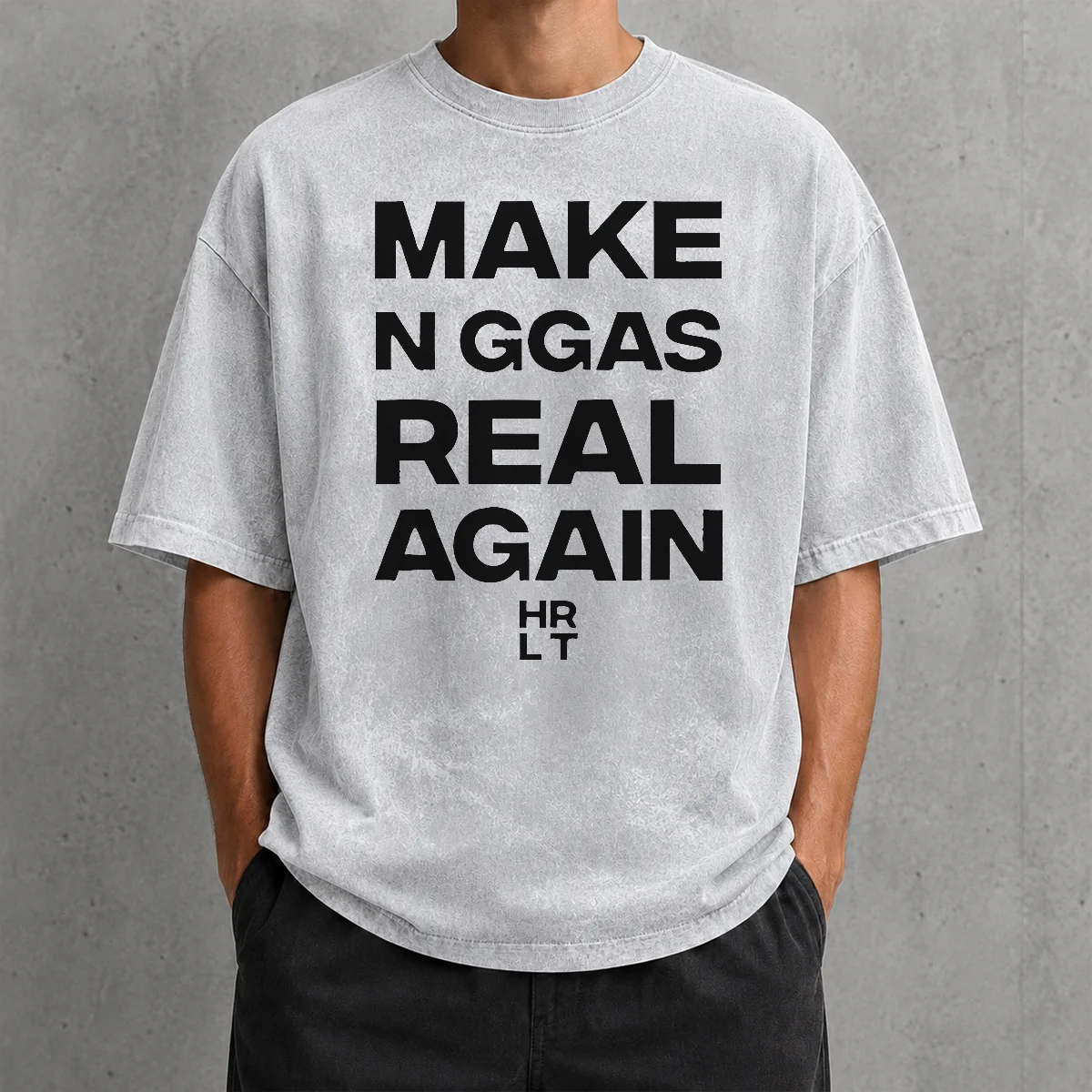 Nice Funny Make N Ggas Real Again HRLT Text Washed T-Shirt