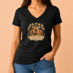Nice Good Grandparents Day Vintage Family Love Thank You V-Neck Shirt