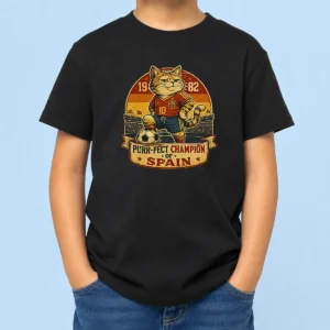 Nice Official Vintage Spanish Soccer Cat Meme Funny Kids T-Shirt
