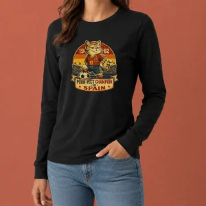 Nice Official Vintage Spanish Soccer Cat Meme Funny Long Sleeve Shirt