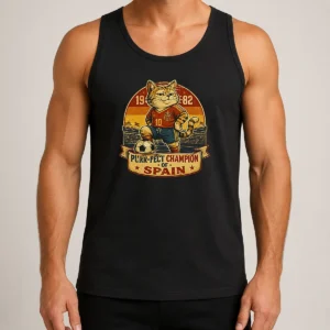 Nice Official Vintage Spanish Soccer Cat Meme Funny Tank Top