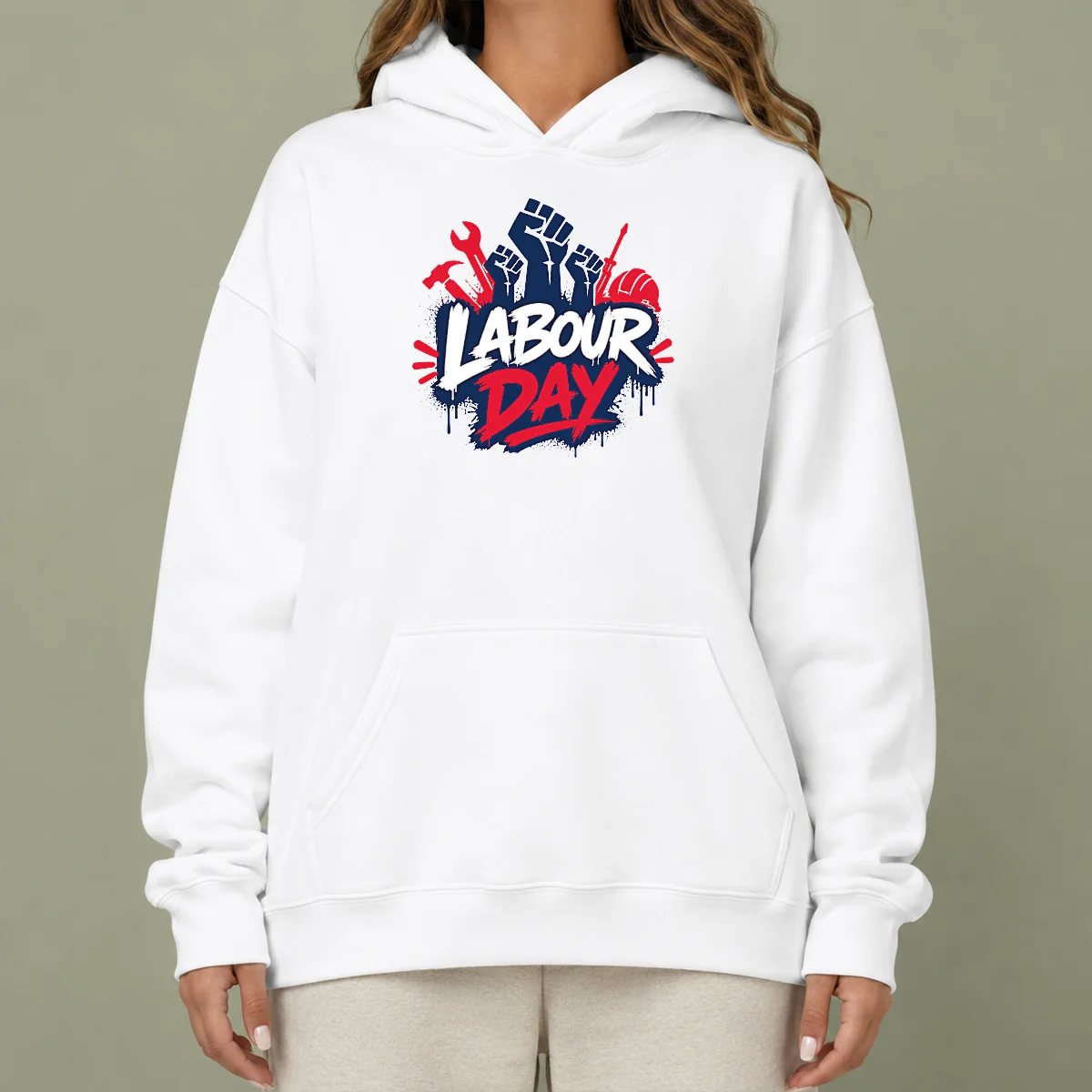 Nice Pretty Labour Day Raised Fists Tools Paint Splatter Protest Hoodie