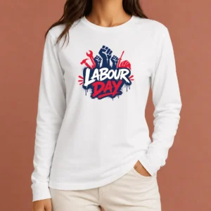 Nice Pretty Labour Day Raised Fists Tools Paint Splatter Protest Long Sleeve Shirt